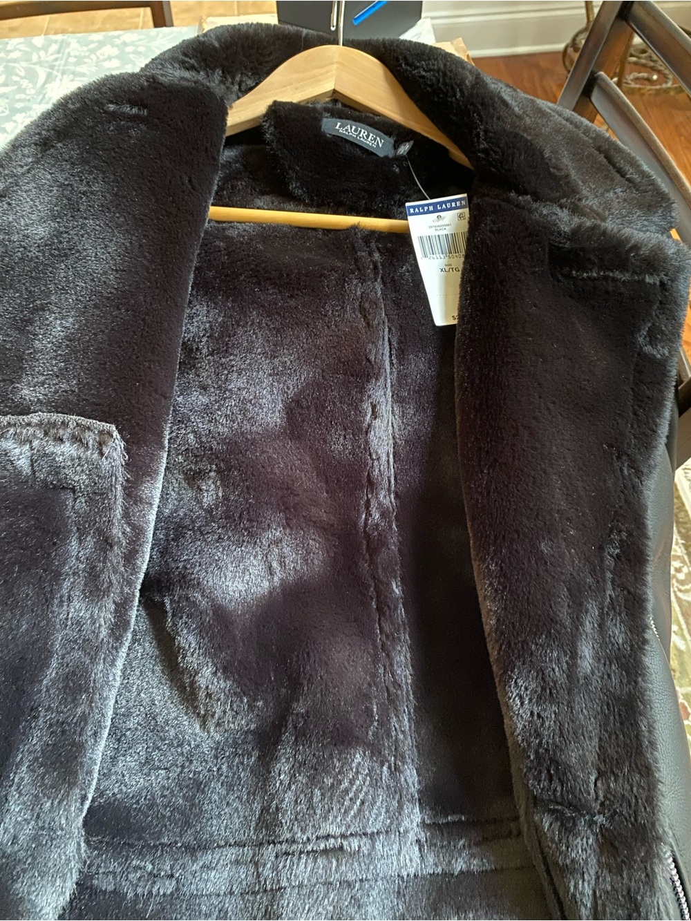 Ralph Lauren Black Faux Leather Shearling Moto Jacket - Picture 4 of 7